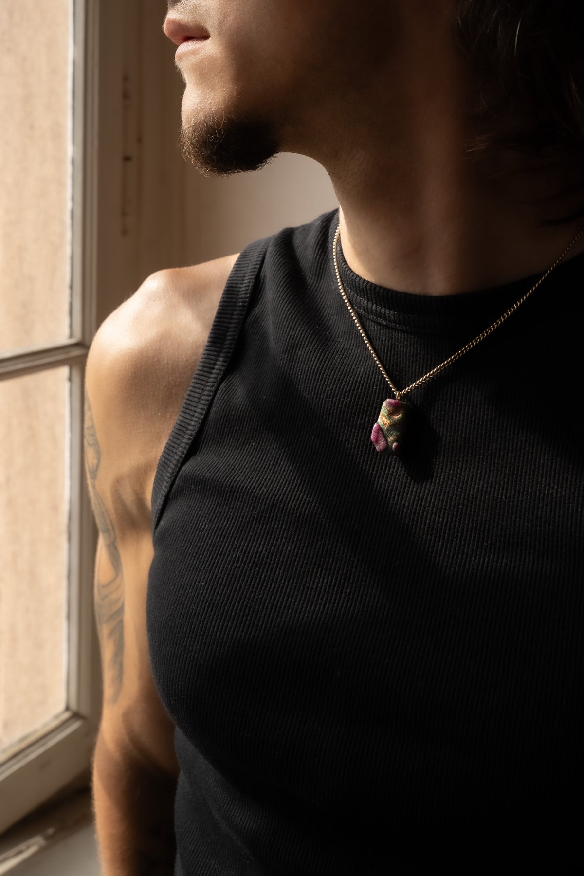 Robijn in Fuchsiet hanger Gold-Filled
